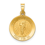 14k Polished and Satin Hollow St John the Baptist Medal Round Pendant XR1334