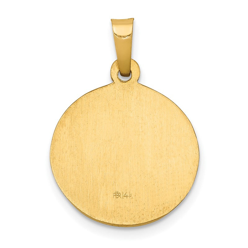 14k Polished and Satin Hollow St John the Baptist Medal Round Pendant XR1334