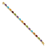 14k White Gold Complete Oval Amethyst 7 inch Bracelet BM4501