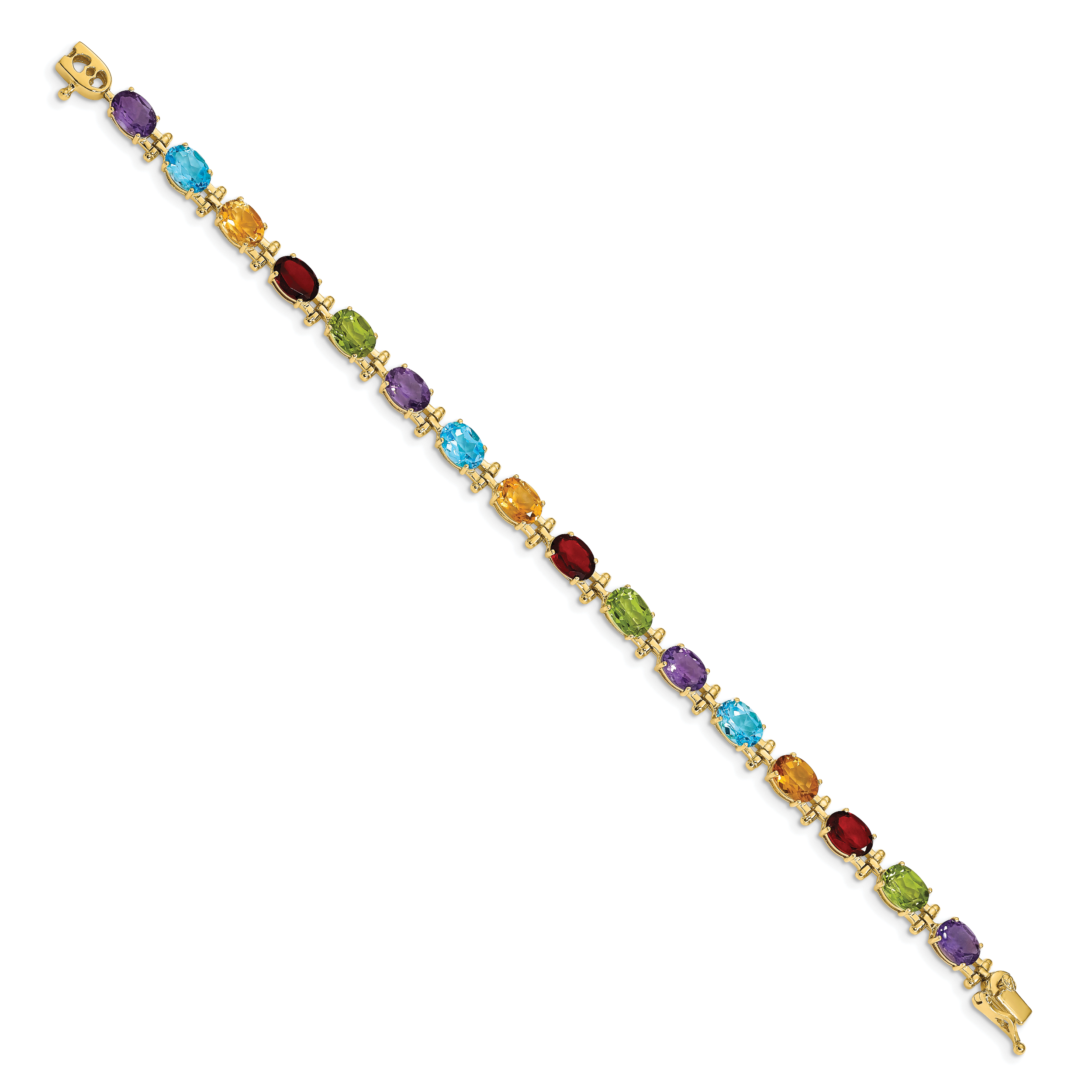 14k White Gold Complete Oval Amethyst 7 inch Bracelet BM4501
