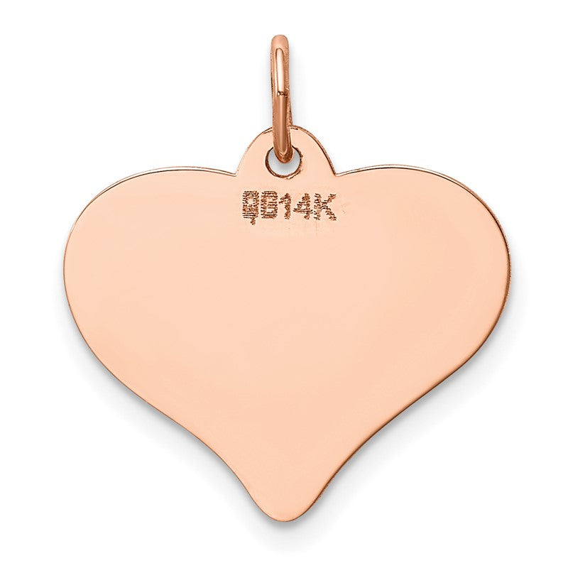 14K Rose Gold Polished Engravable 18mm Heart Disc Pendant XAC813