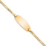 14k Polished Solid Chain/Solid Plate Figaro Link Oval 18.5x7.5mm Plate 5.5 inch Baby/Child ID Bracelet LID84