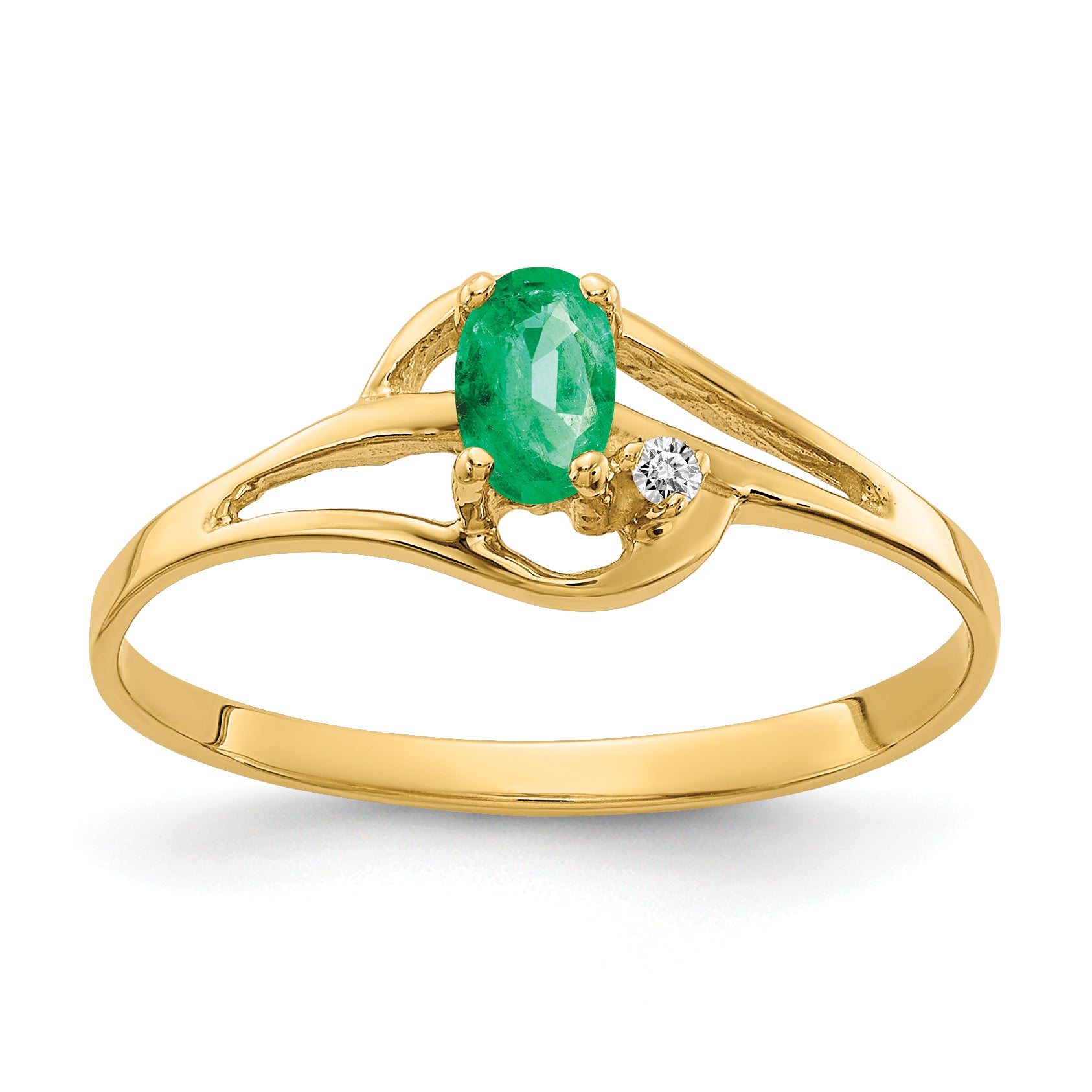 14k 5x3mm Oval Emerald and A Diamond Ring X9712E/A
