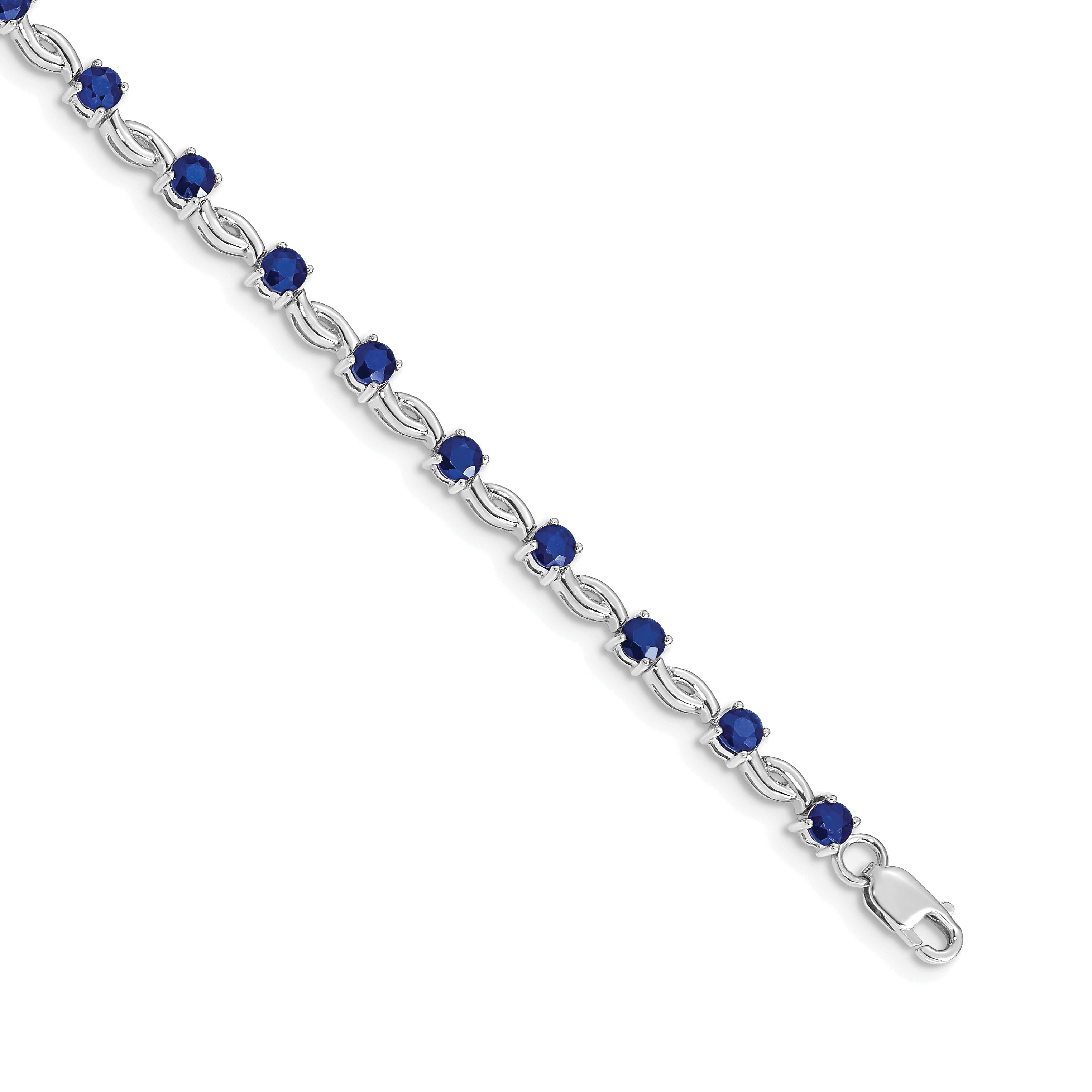 14k White Gold Complete Round Emerald Fancy Link 7 inch Bracelet BM4480