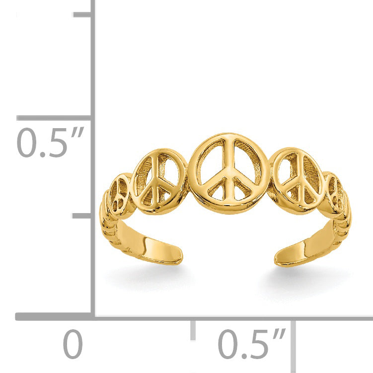 14k Peace Sign Toe Ring D1959