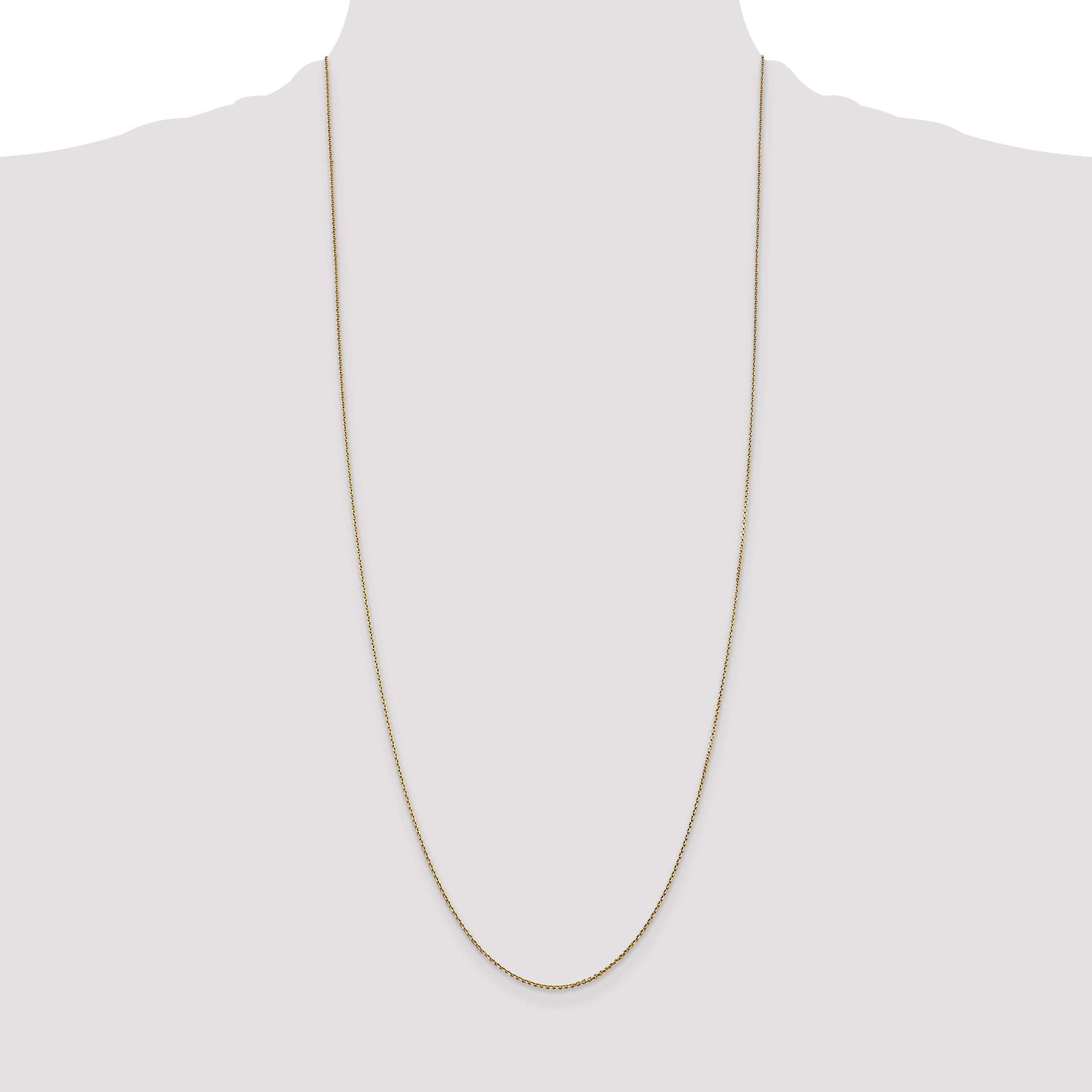 14K 26 inch .9mm Diamond-cut Round Open Link Cable with Lobster Clasp Chain PEN326