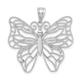 14k White Gold Polished Large Filigree Butterfly Pendant K5329