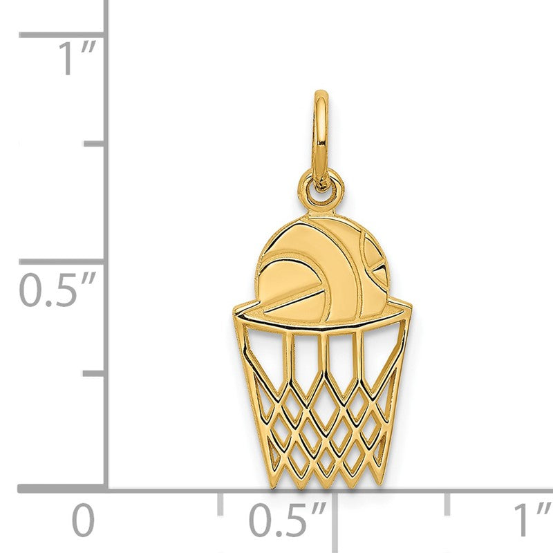 14k Basketball in Net Charm C580