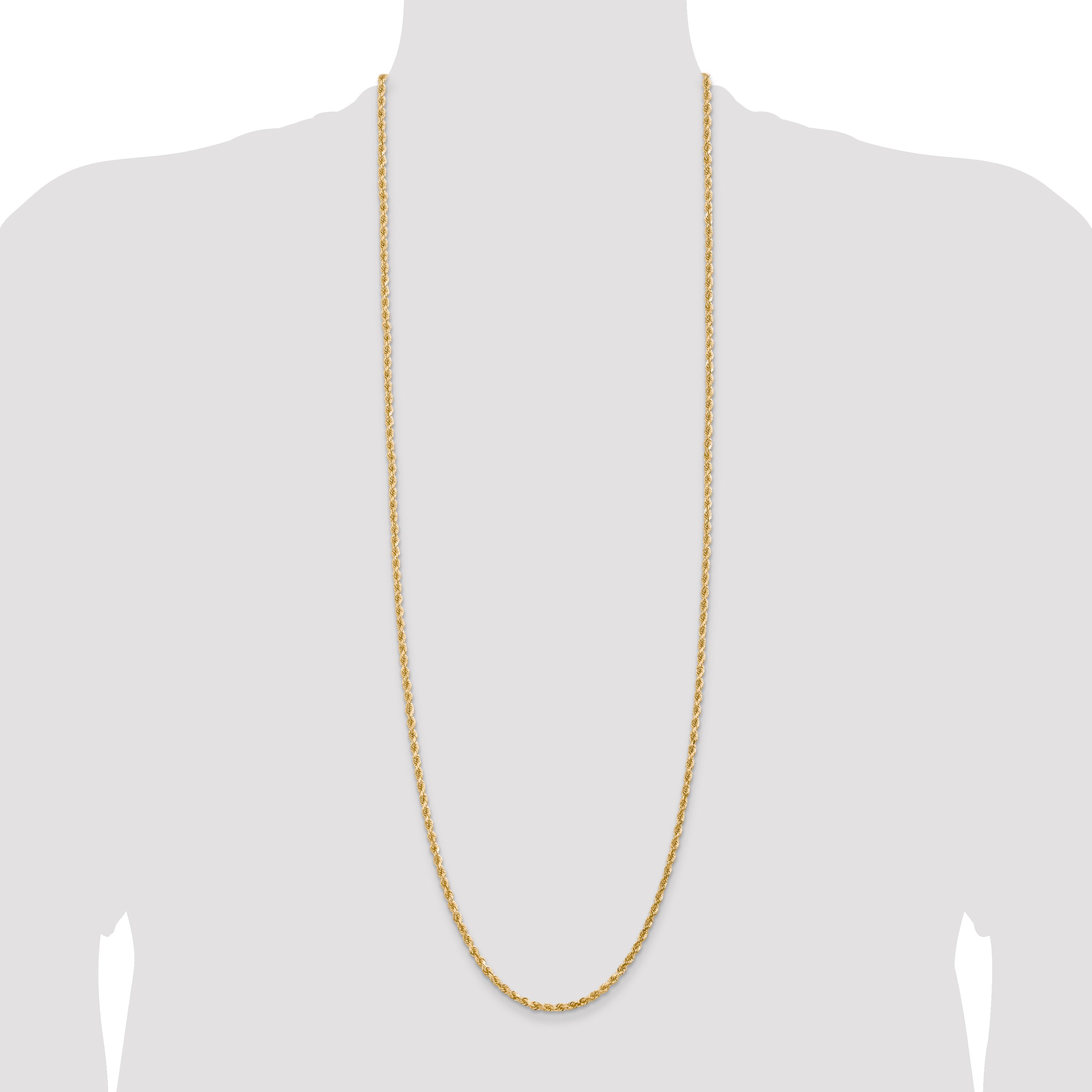 14K 36 inch 3mm Diamond-cut Rope with Lobster Clasp Chain 023L