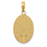 14k Polished and Satin Solid Miraculous Medal Oval Pendant M1432