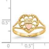 14K Two-tone Diamond-cut Quinceanera 15 in Heart Ring K3886