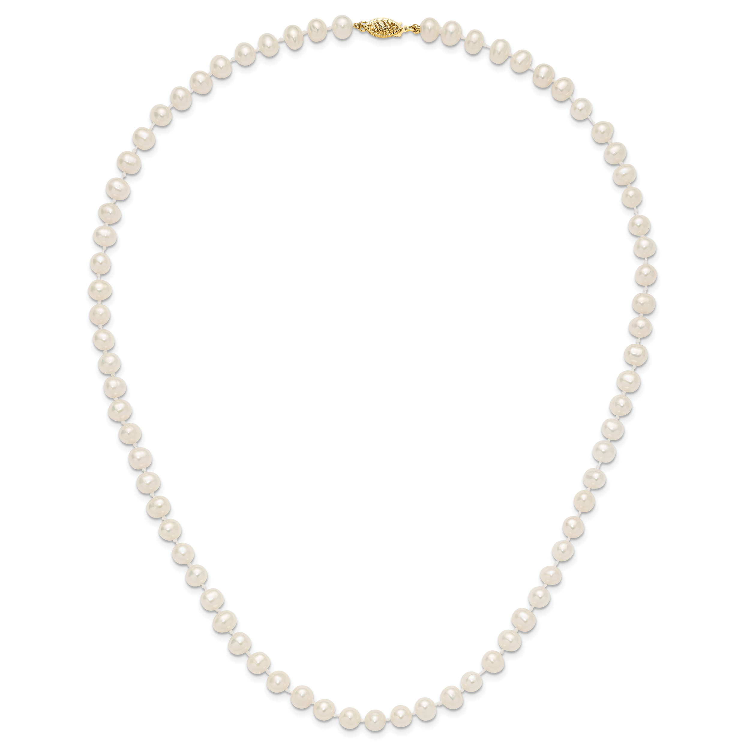14k 6-7mm White Near-Round Freshwater Cultured Pearl 16 inch Necklace WPN060