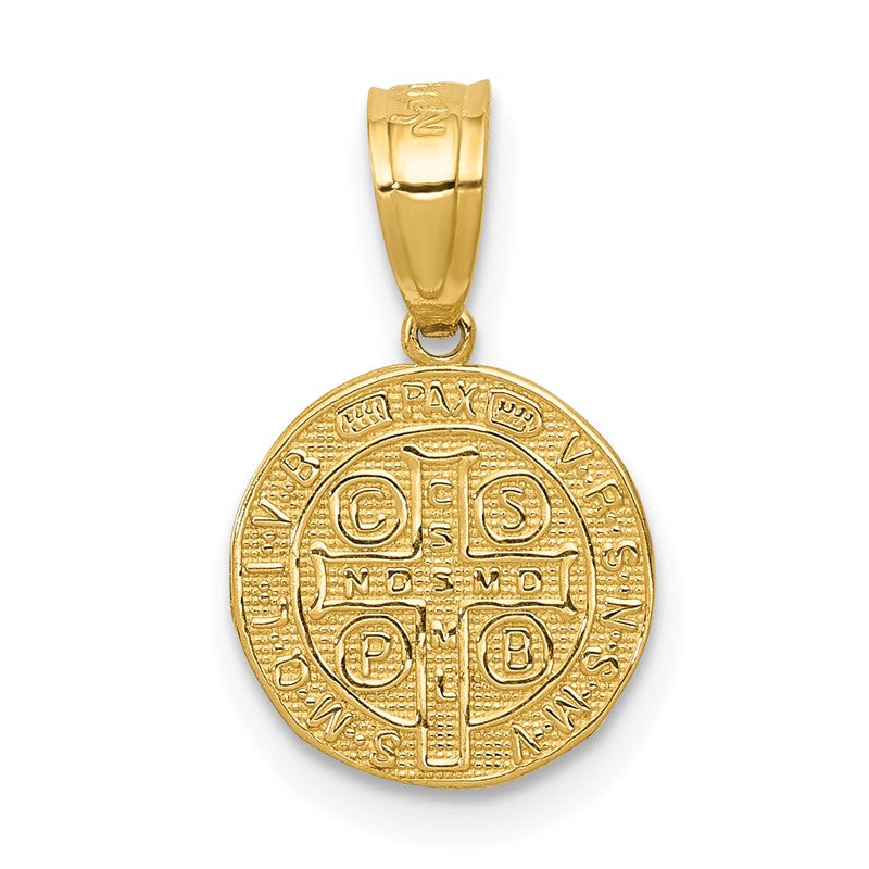 14k Polished San Benito Medal Solid 2-Sided Small Round Pendant K6353