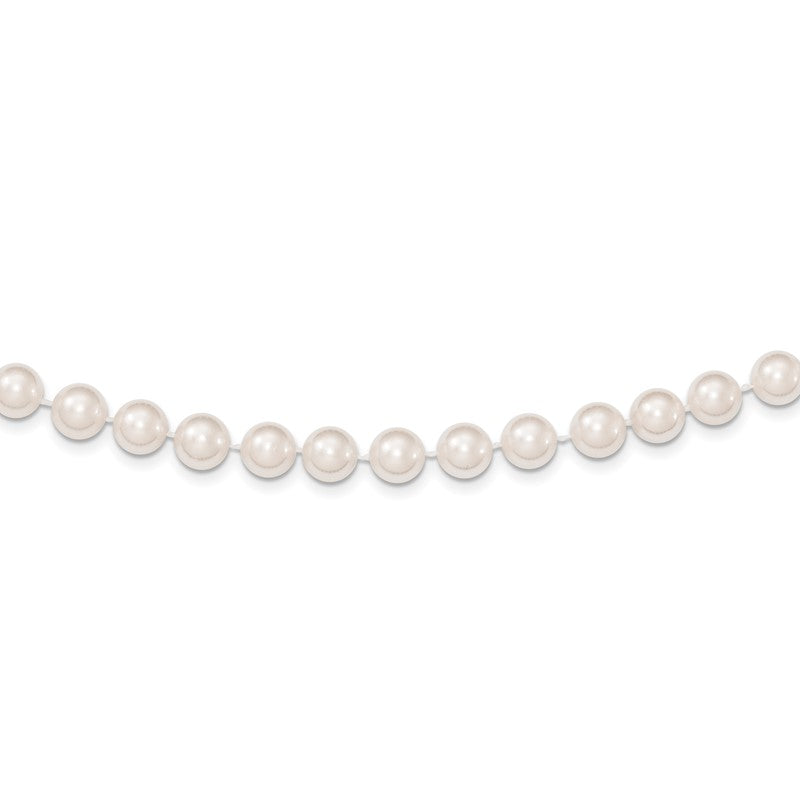 14k 7-8mm White Round Akoya Saltwater Cultured Pearl 16 inch Necklace PL70AA