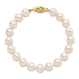 14k 7-8mm White Round Akoya Saltwater Cultured Pearl 16 inch Necklace PL70AA