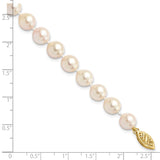 14k 7-8mm White Round Akoya Saltwater Cultured Pearl 16 inch Necklace PL70AA