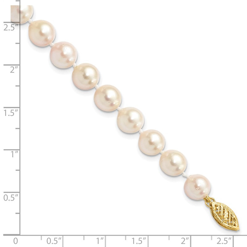 14k 7-8mm White Round Akoya Saltwater Cultured Pearl 16 inch Necklace PL70AA
