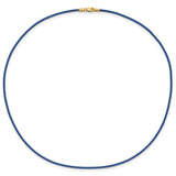 14k Yellow Clasp 1.6mm 16 inch Royal Blue Leather Cord Necklace XG255