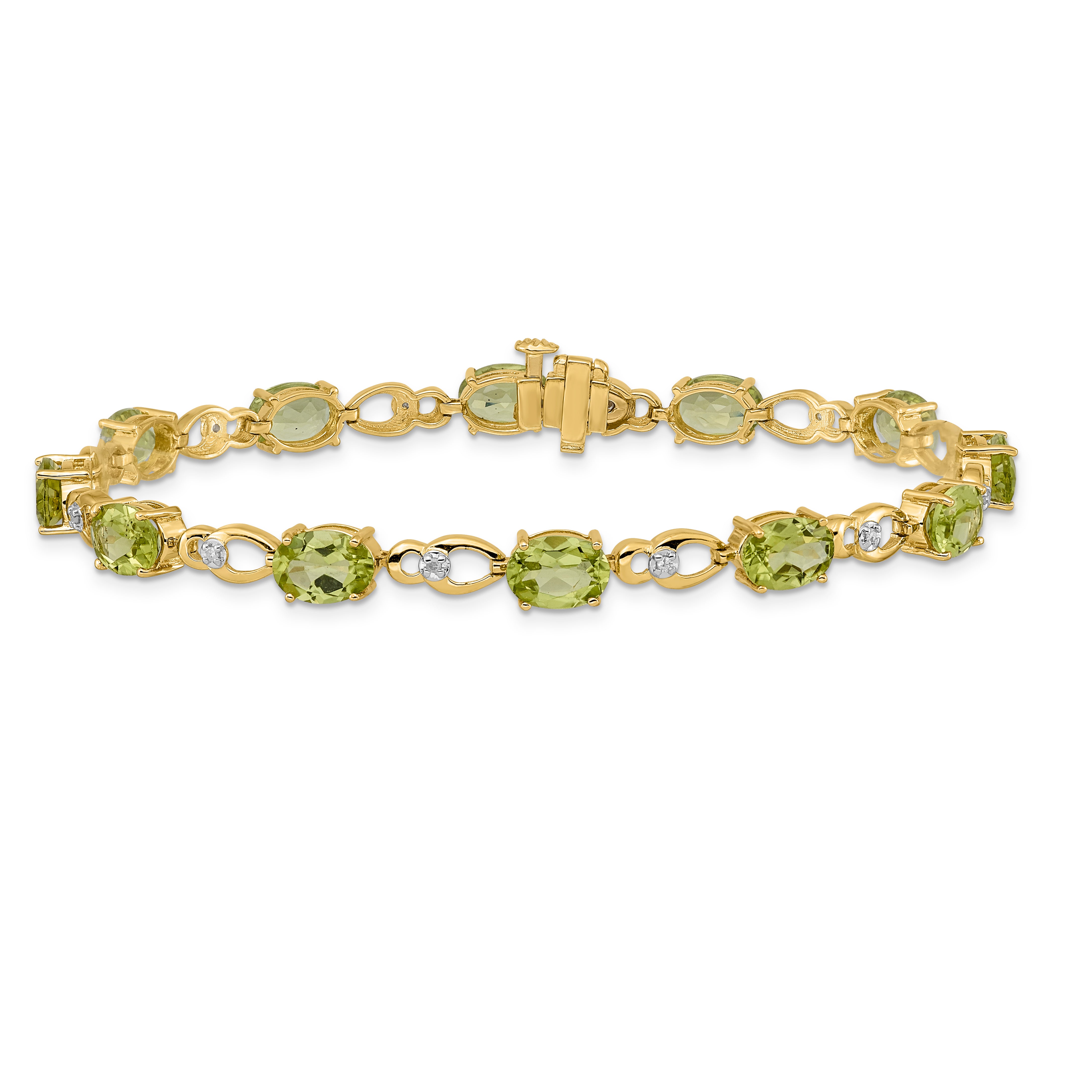 14k Complete Oval Amethyst and Diamond Fancy Link 7 inch Bracelet BM4496