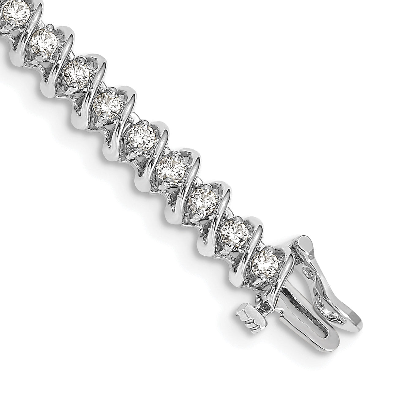 14k White Gold Complete 2.25 carat Round A Diamond Fancy Spiral 7 inch Tennis Bracelet X2003WA