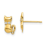 14K Sitting Cat CZ Bowtie Stud Earrings YE1892