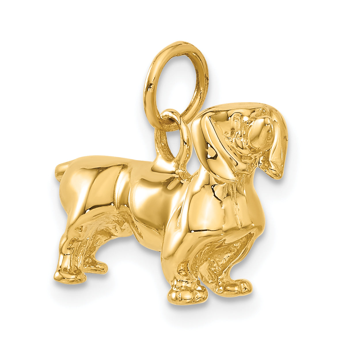 14k 3-D Dachshund Dog Charm A1551