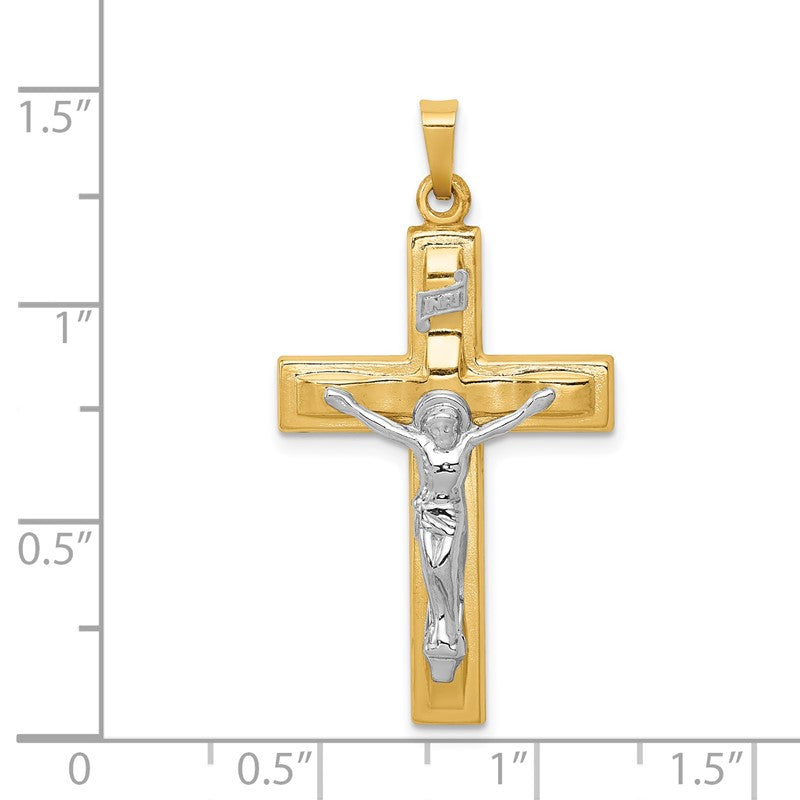 14k Two-tone Polished INRI Crucifix Pendant XR1651
