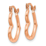 14K Rose Gold Heart Shaped Hollow Hoop Earrings TL746R
