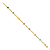 14K Complete Cushion-cut Sky Blue Topaz/White Quartz/Smoky Quartz/Amethyst/Citrine Fancy Link 7 inch Rainbow Bracelet Y12739RB