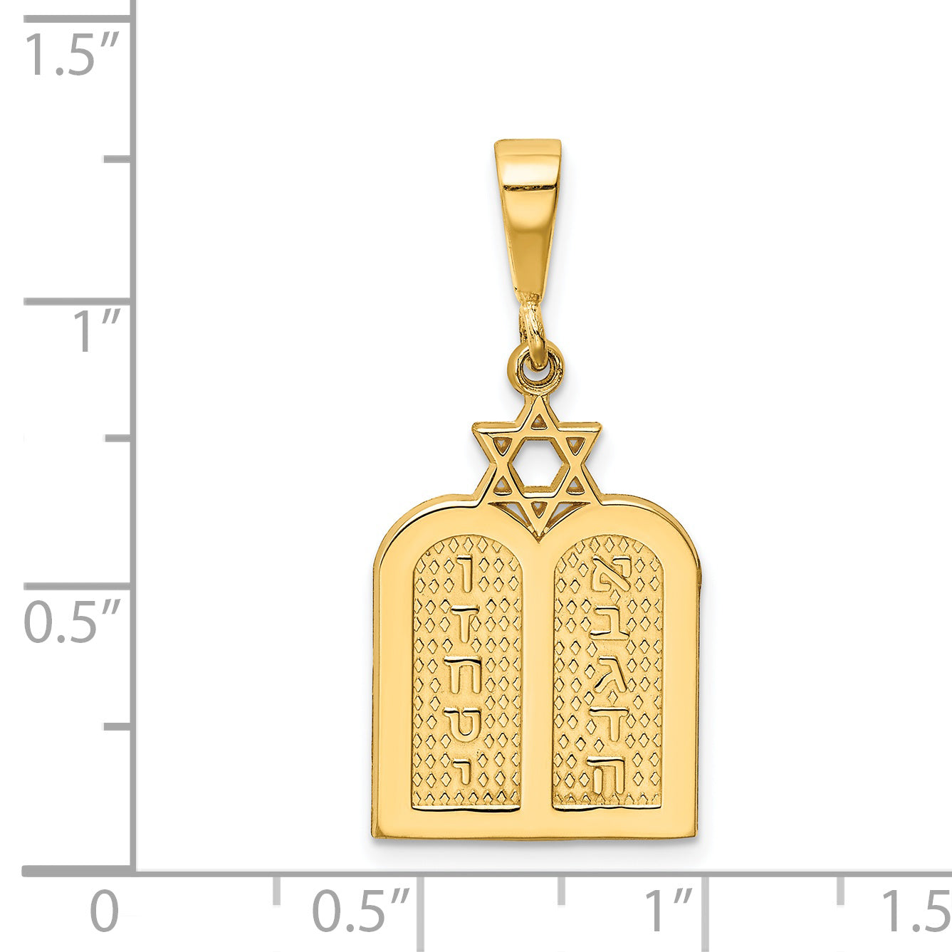 14K Polished 10 Commandment Tablets with Star Of David Charm C1313