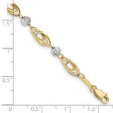 14K Two-tone Oval Links with Diamond-cut Beads 7.25 inch Bracelet FB1349