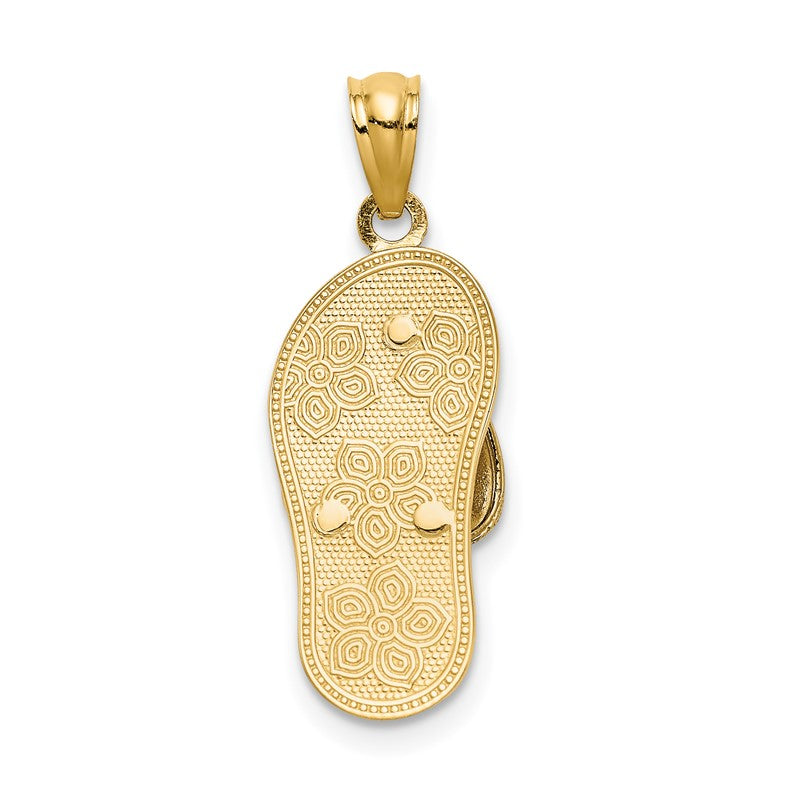 14K Tri Color Plumeria Sandal Pendant C4683