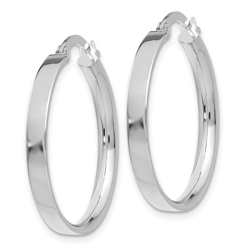 14K White Gold 3x25mm Tube Hoop Earrings PRE571