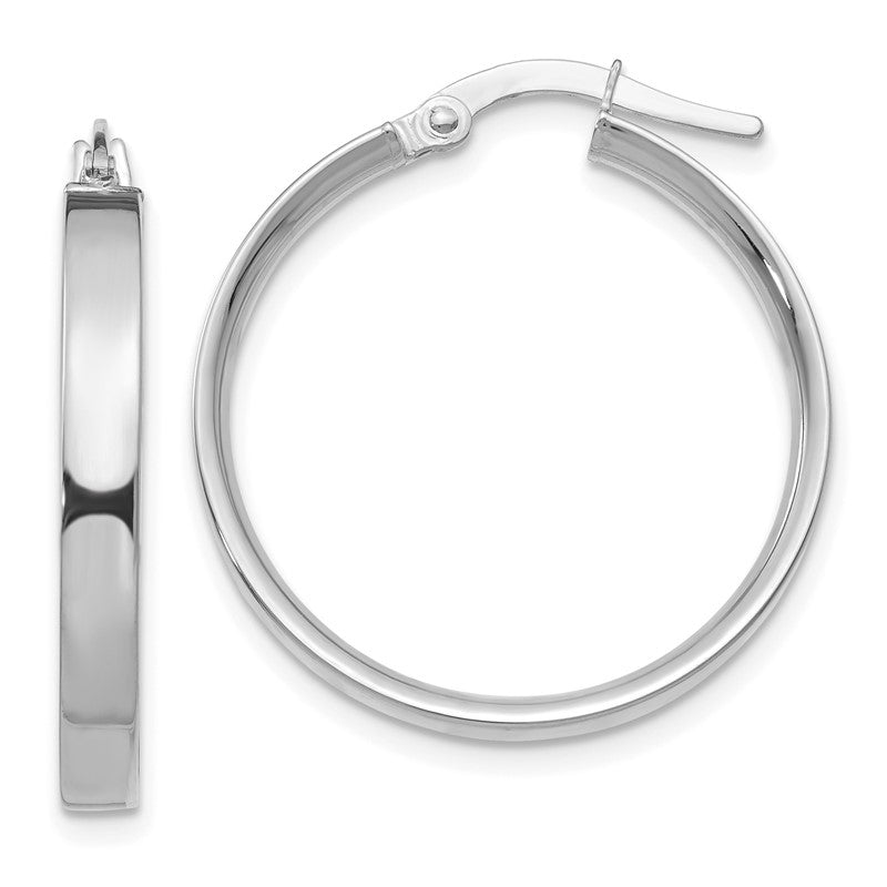 14K White Gold 3x25mm Tube Hoop Earrings PRE571