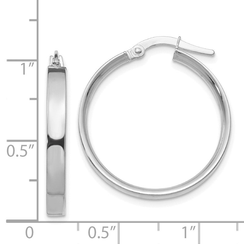 14K White Gold 3x25mm Tube Hoop Earrings PRE571