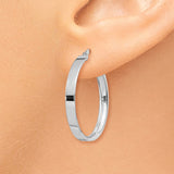 14K White Gold 3x25mm Tube Hoop Earrings PRE571