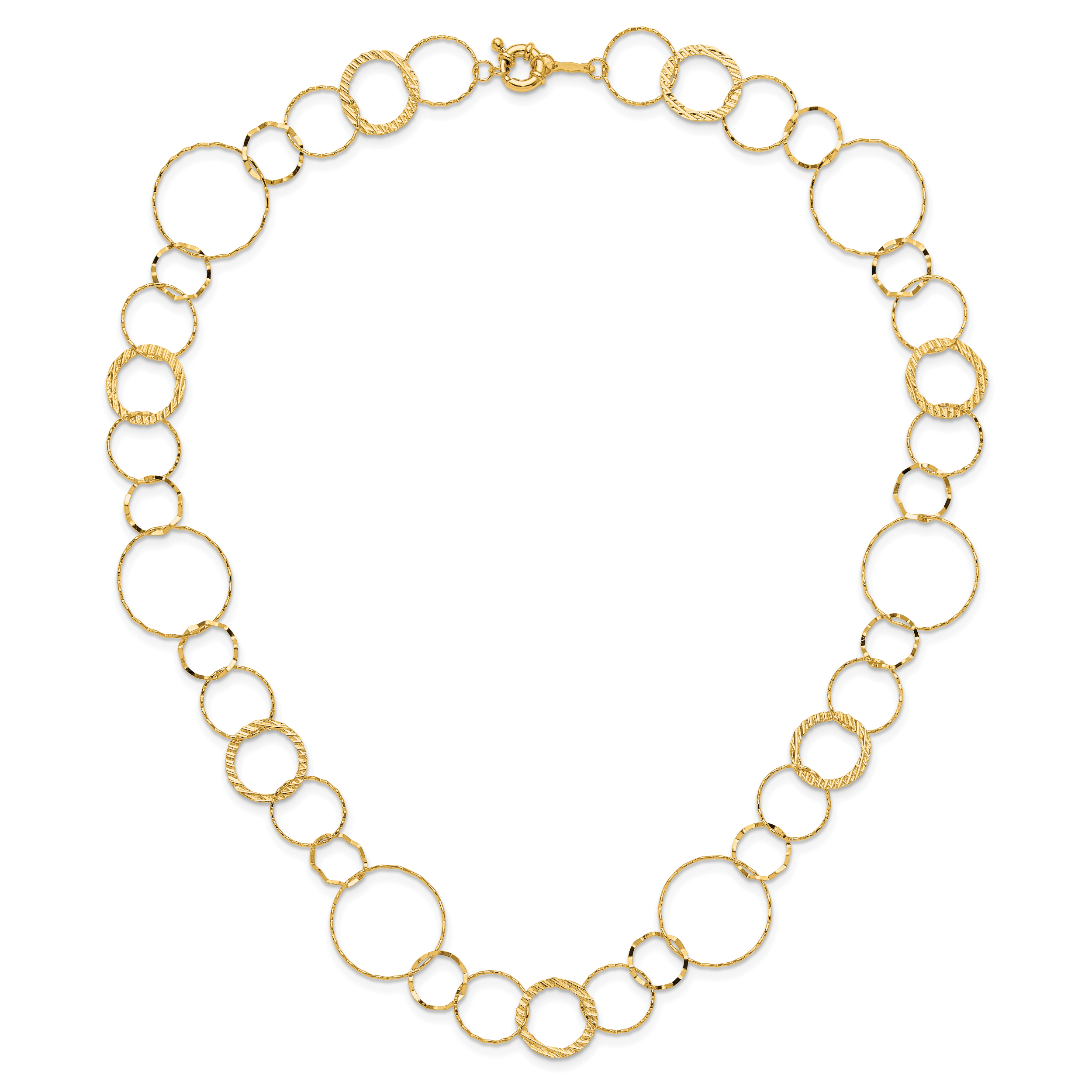14K Polished Diamond-cut and Textured Circles 18 inch Necklace SF1668