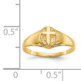 14k Polished Cross Size 3.5 Baby / Childs Ring R192