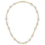 14k Tri-color Polished and Textured Round Circles and Ovals 18 inch Necklace SF1840