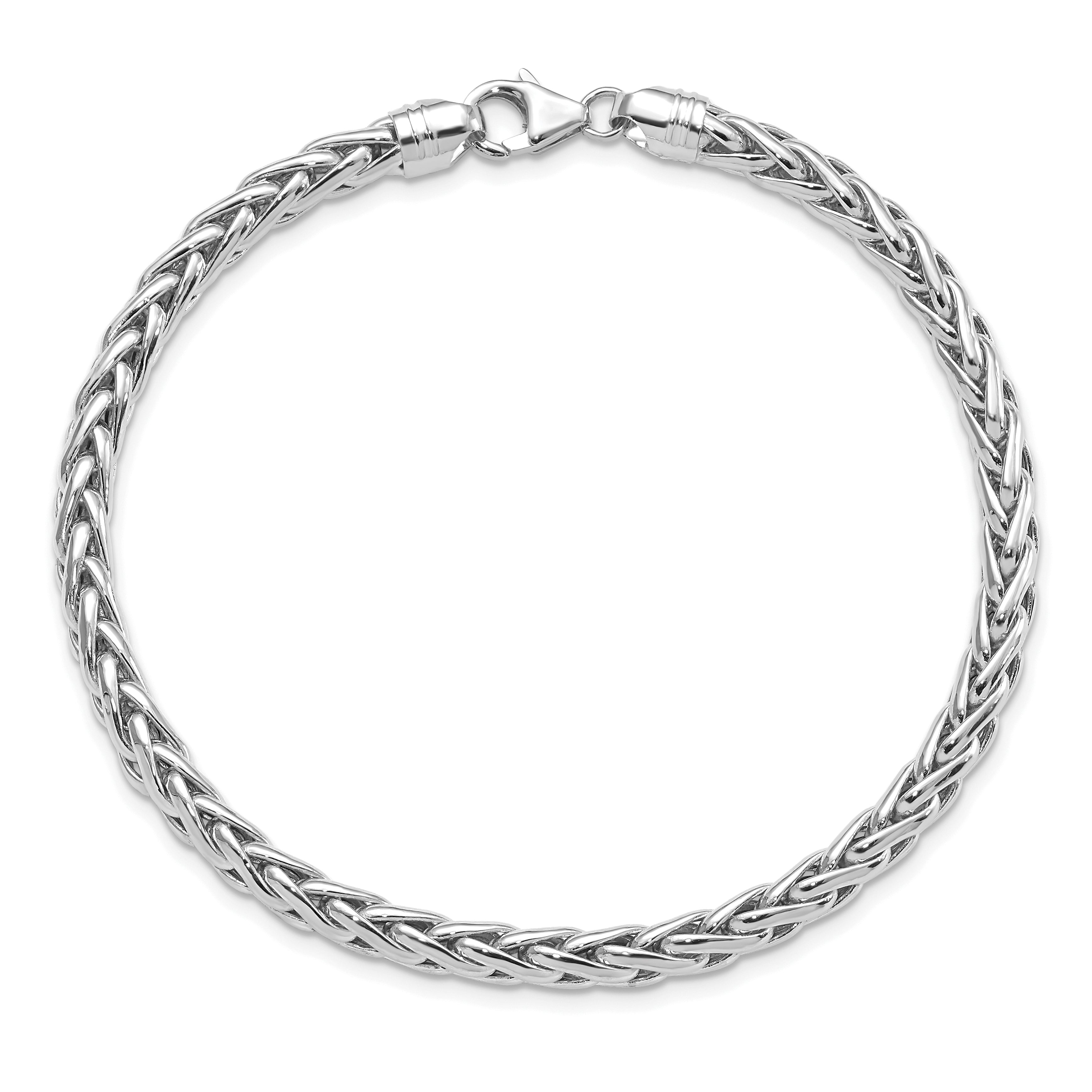 14k White Gold Polished 5.00mm Fancy Wheat Chain 8.5 inch Bracelet GB241