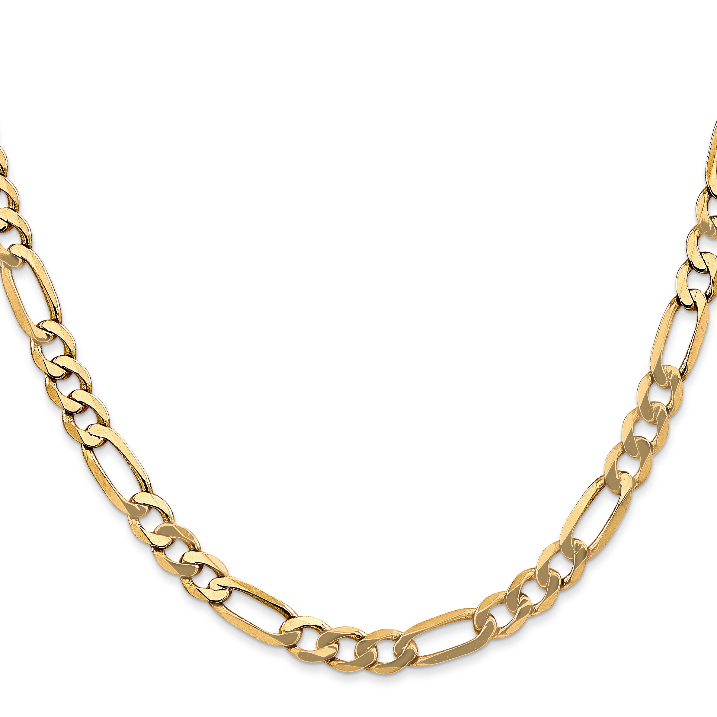 14K 26 inch 5.25mm Flat Figaro with Lobster Clasp Chain FFL140