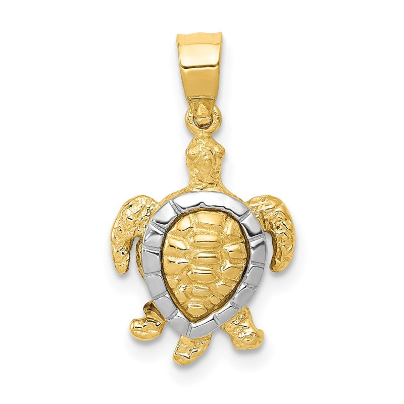 14K Two-tone Gold Turtle Charm K4880