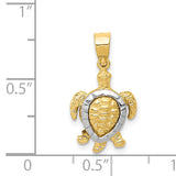 14K Two-tone Gold Turtle Charm K4880