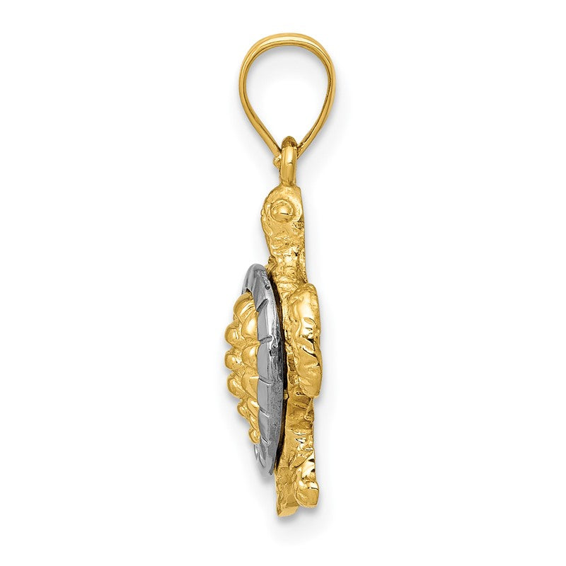 14K Two-tone Gold Turtle Charm K4880