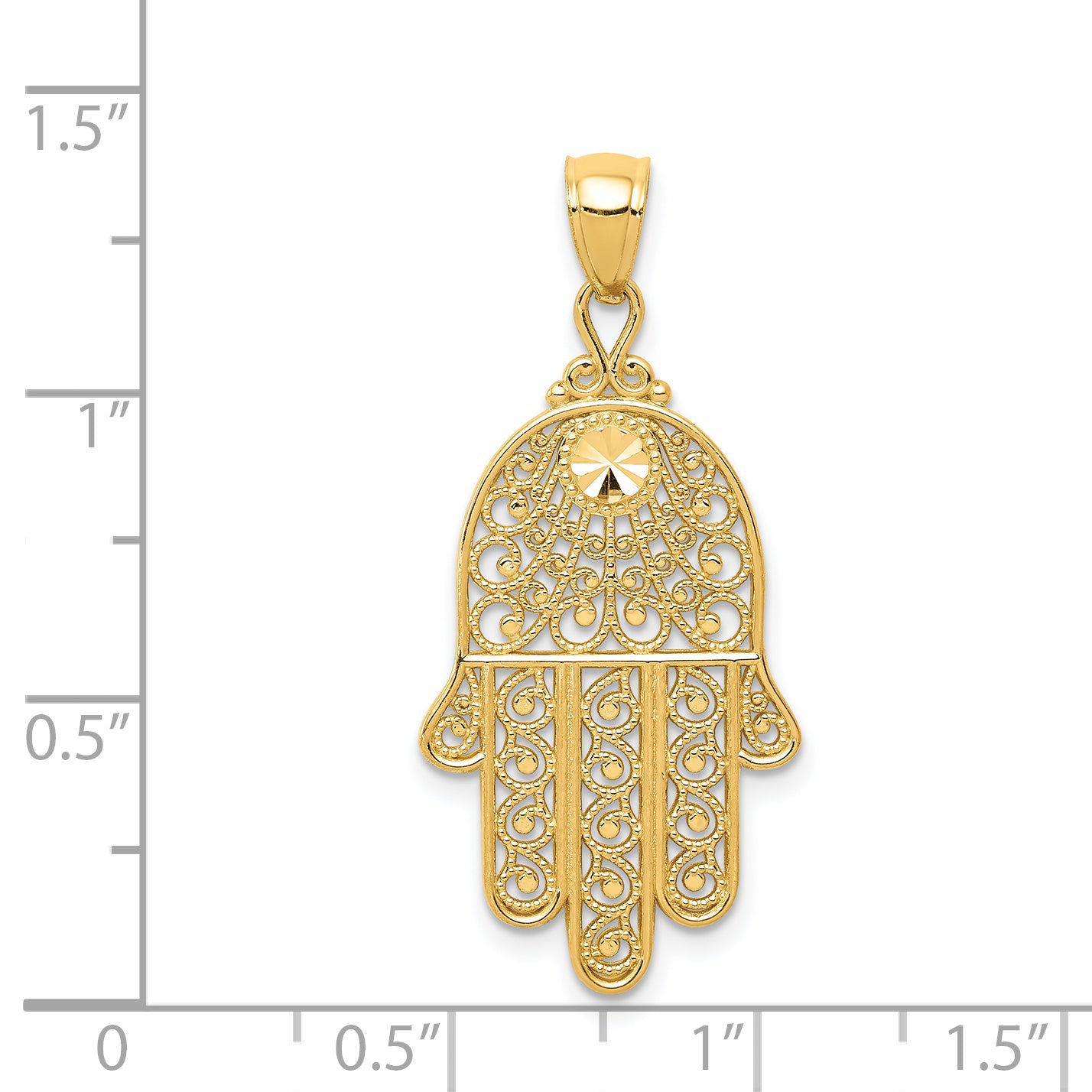 14k Diamond-cut Filigree Chamseh Pendant C3743