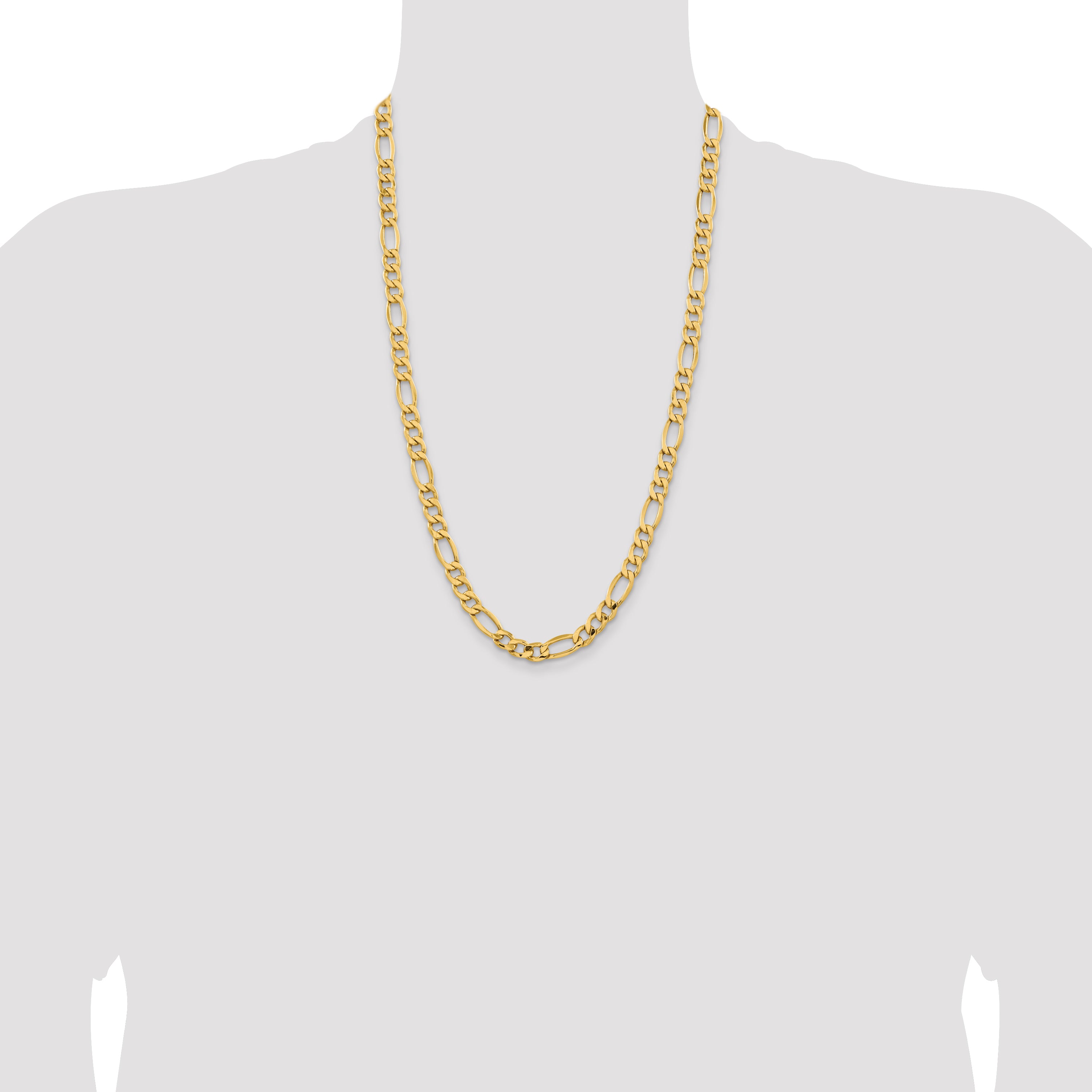 14K 26 inch 8.5mm Semi-Solid Figaro with Lobster Clasp Chain BC190