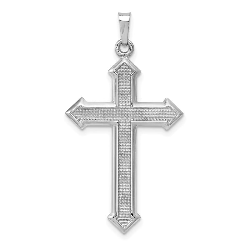 14k White Gold Polished and Textured Cross Pendant XR1624