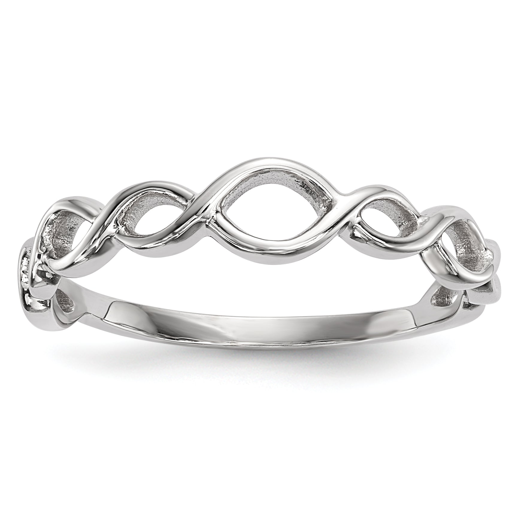 14k White Gold Polished Twisted Loops Ring R613