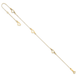 14K Fancy Open Hearts 3-Station 9 inch Plus 1 inch Extender - Total 10 inch Anklet ANK157