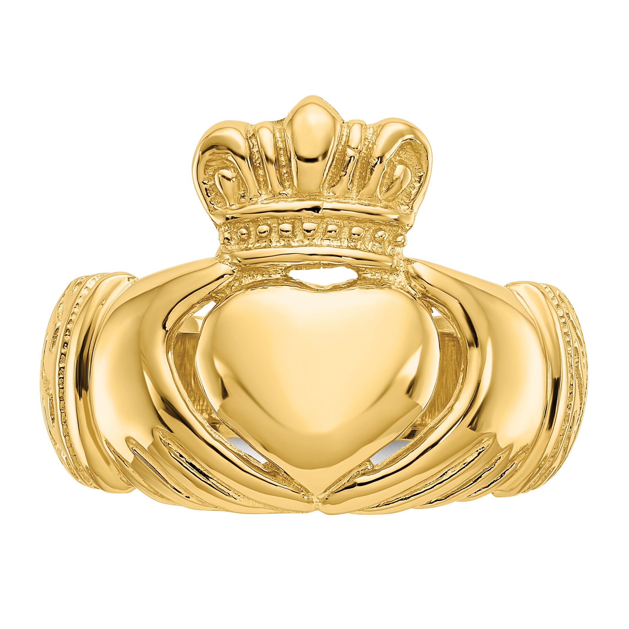 14k Polished Mens Domed Claddagh Ring D983